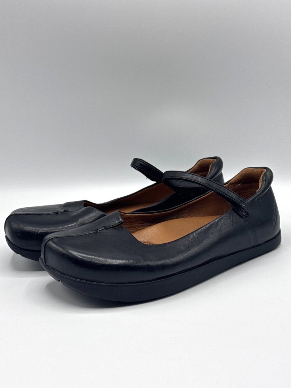Kalso Earth Solar Black Leather Mary Jane Negative Heel Flats 7D Wide